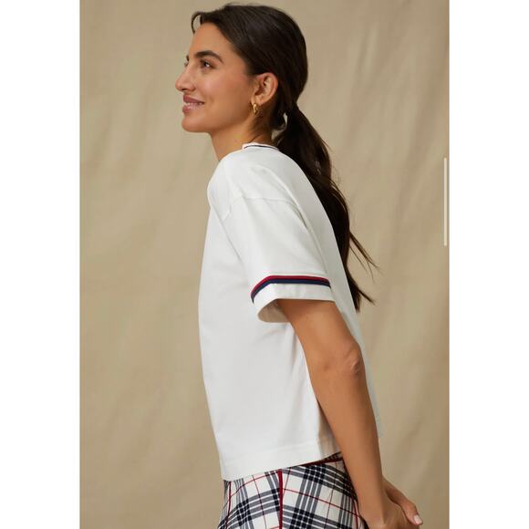 TUCKERNUCK Americana Piped Cropped Ryan Boyfriend Tee NWT Size Medium - Picture 3 of 13